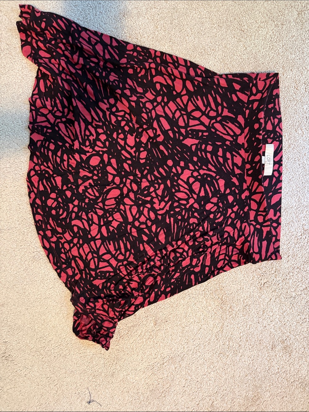 LOFT Pink and Black Patterned Skirt